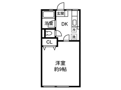 シティーハイムパルメII(1DK/1階)の間取り写真