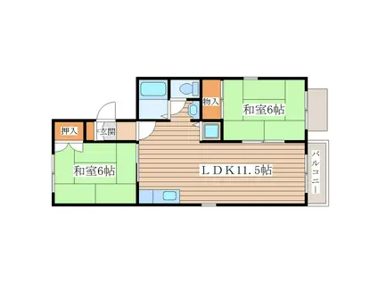 セジュールM95 I番館(2LDK/2階)の間取り写真