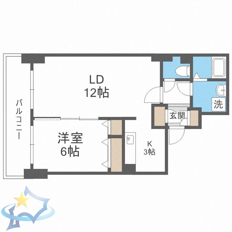 ティアラタワー中島倶楽部(1LDK/25階)の間取り写真