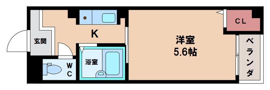 ヴェール天王寺(1K/7階)の間取り写真