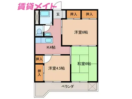 エイワハイツ(3K/2階)の間取り写真