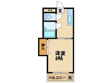 フォンターナ(1K/2階)の間取り写真