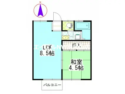 原グリーンコーポ(1LDK/2階)の間取り写真