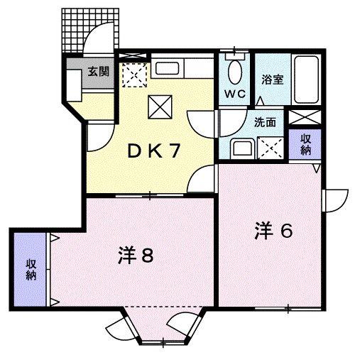 リビエラOSADA I(2DK/1階)の間取り写真