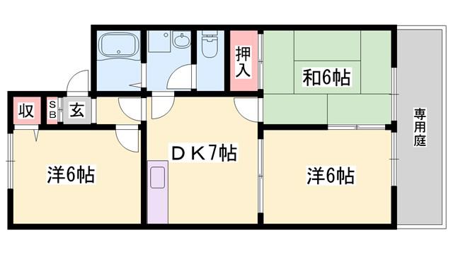 コスモスコート(3DK/1階)の間取り写真
