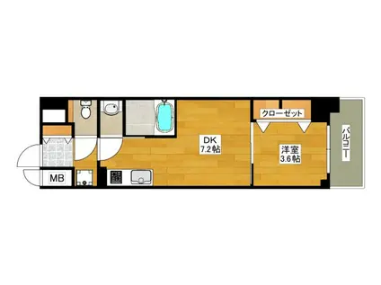 MAXIV CROS 江坂(1DK/4階)の間取り写真