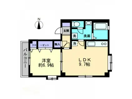サングランディーN(1LDK/2階)の間取り写真