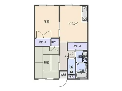 南マンション(2DK/1階)の間取り写真