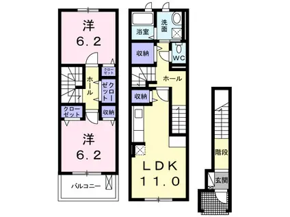 ジュビリーハウス(2LDK/2階)の間取り写真