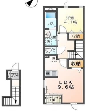 ラ・シルフィード(1LDK/2階)の間取り写真