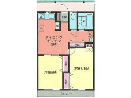 エミリーパレス IV(2DK/2階)の間取り写真