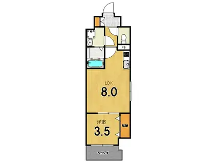 CREST TAPP 京都西京極DEX(1LDK/4階)の間取り写真