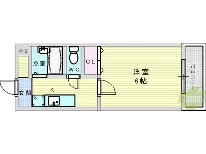 ハピネスオーク(1K/1階)の間取り写真