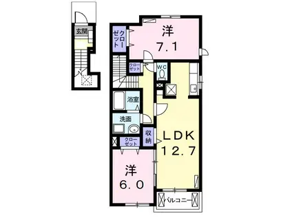 ベラージオA(2LDK/2階)の間取り写真
