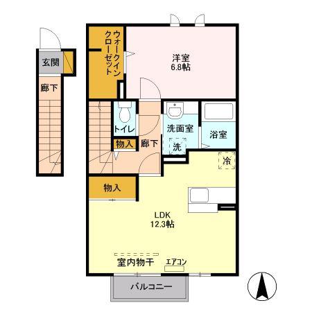 ルピナス弐番館(1LDK/2階)の間取り写真