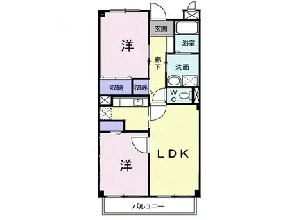 リーフィ21(2LDK/2階)の間取り写真