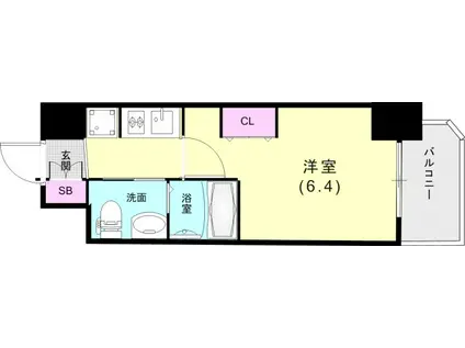 エステムコート神戸ハーバーランド前VIピクシス(1K/13階)の間取り写真