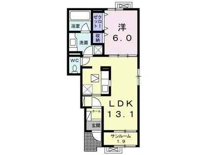 カサ・プリマベラV(1LDK/1階)の間取り写真