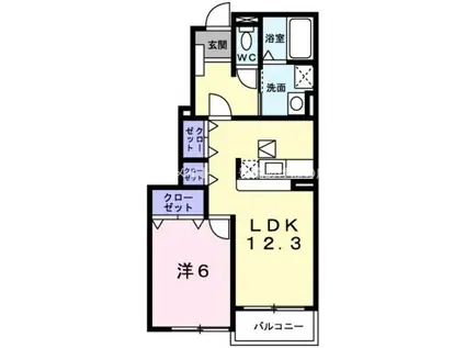 メリディオ日向館(1LDK/1階)の間取り写真