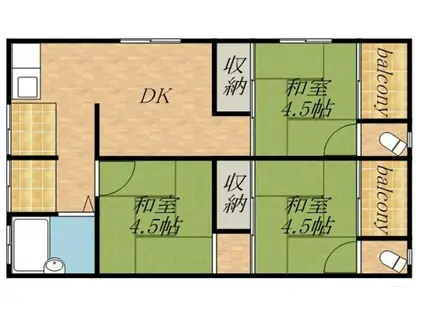 木村第5文化(3DK/2階)の間取り写真