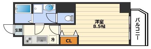 ES-GRANDE大阪同心(1DK/5階)の間取り写真