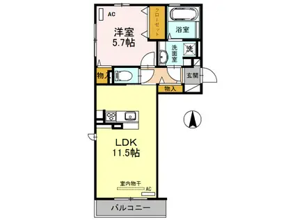 ルラーシュカーサ(1LDK/3階)の間取り写真