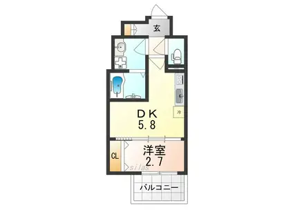 テラ堺市駅(1DK/6階)の間取り写真