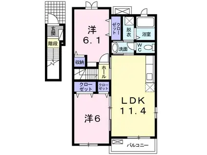 サニーデイ・コート A(2LDK/2階)の間取り写真