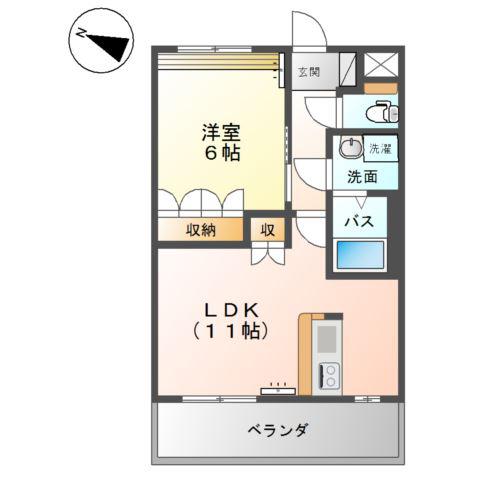 サンテ・フルール(1LDK/2階)の間取り写真