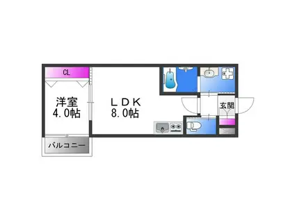 H-MAISON衣摺II(1LDK/1階)の間取り写真