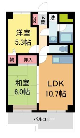 高橋ガーデンロイヤル(2LDK/5階)の間取り写真