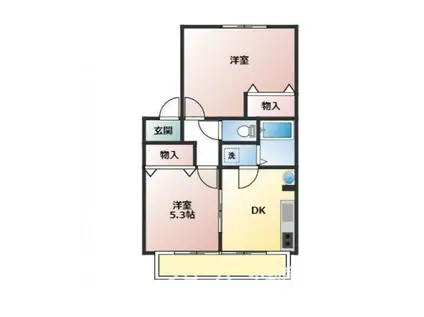 サンカムール(2DK/2階)の間取り写真