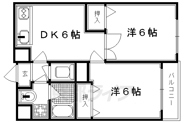 パルティールステージI(2DK/4階)の間取り写真