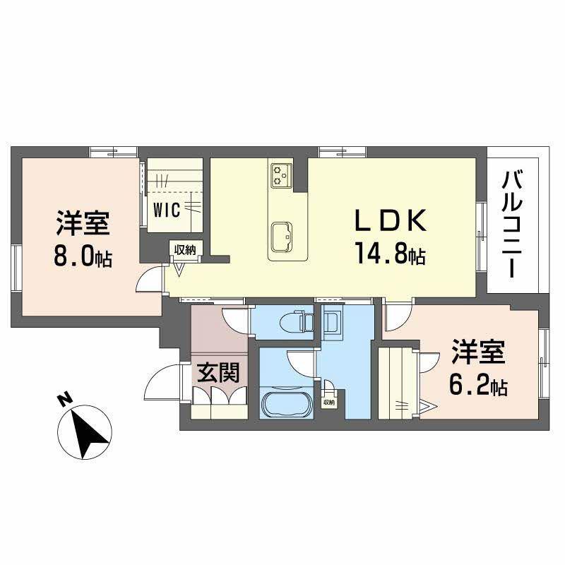 新清館III(2LDK/2階)の間取り写真