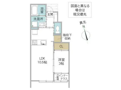 レーガベーネ東原(1LDK/1階)の間取り写真