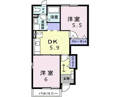フロール(2DK/1階)の間取り写真