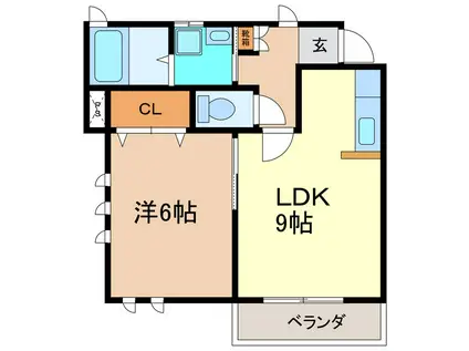 SQUARE05(1LDK/2階)の間取り写真