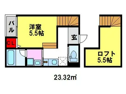 アルヴィータ基山II(1K/1階)の間取り写真