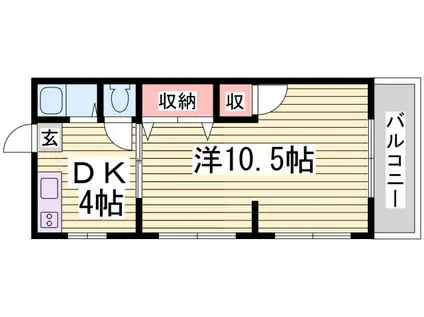 フォルテ鈴蘭台(1DK/3階)の間取り写真