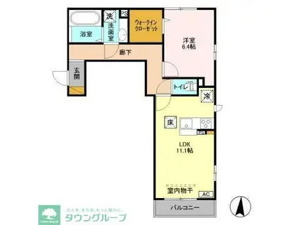 ラ・クレーチェ W(1LDK/2階)の間取り写真