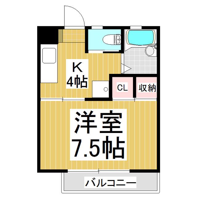 上松ハイツ(1K/1階)の間取り写真