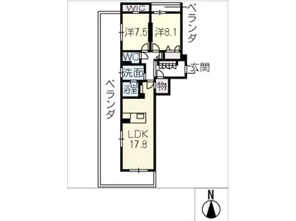 JM HIGASHIYAMA(2LDK/3階)の間取り写真