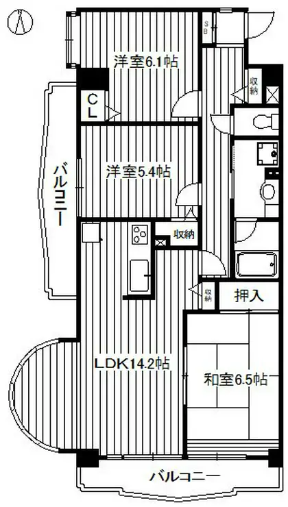 プラザサン・タナカ5号館 2階階 間取り