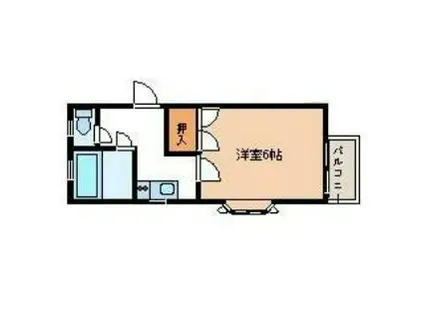 ＪＲ東北本線 太子堂駅 徒歩6分 2階建 築37年(1K/2階)の間取り写真