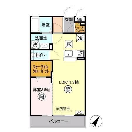 パークドプランタンB(1LDK/1階)の間取り写真