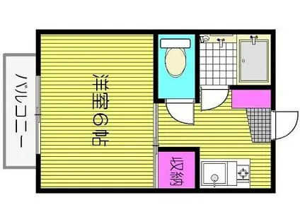 ボンアール西津(1K/2階)の間取り写真