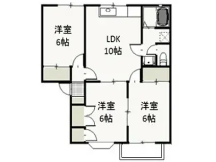 ヴァイオレットパレスII(3LDK/2階)の間取り写真