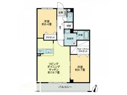 フォブールインフィニI(2LDK/3階)の間取り写真