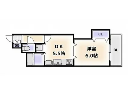 リゾート天王寺(1DK/7階)の間取り写真