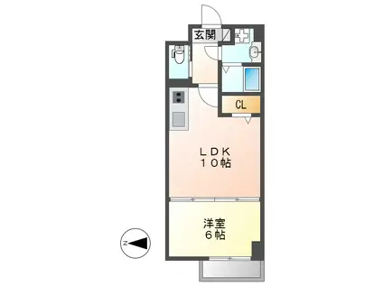 H-F名駅北レジデンスウエスト(1LDK/15階)の間取り写真